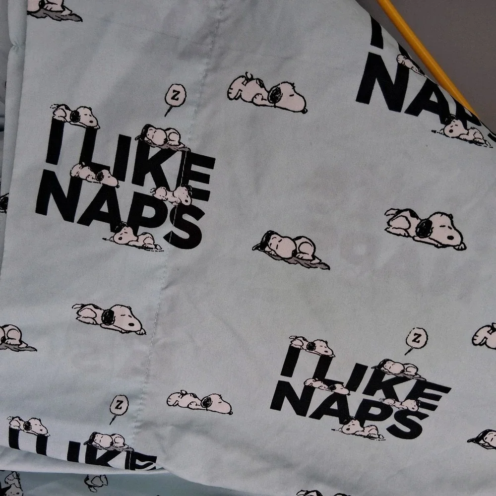4pc Berkshire Peanuts Snoopy Aqua Blue Full Sheet Set I LIKE NAPS AOP GUC